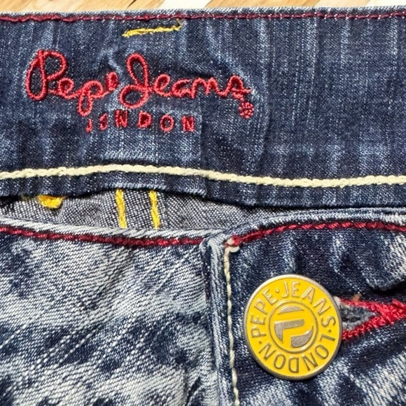 Pepe Jeans London Y2K Flare Jeans 32W x 31L • Swirl Embroidery • Mid Rise - Picture 9 of 13